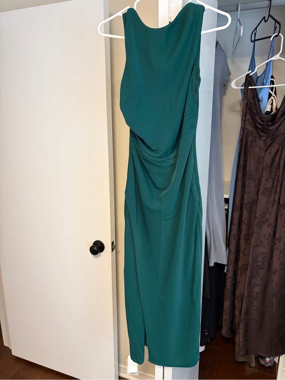 A&F Open Back Green Sleeveless Draped Midi Dress